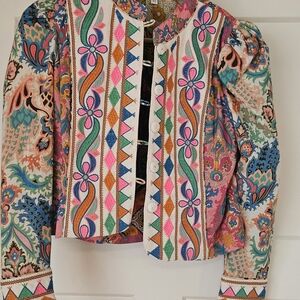 Love The Label Embroiderd Jacket Size XS Anthropologie Boho Statemeny Jacket
